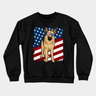 German Shepherd Dog American Flag Crewneck Sweatshirt